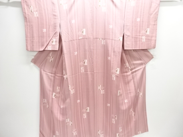 縞に幾何学・亀甲絣模様小紋着物